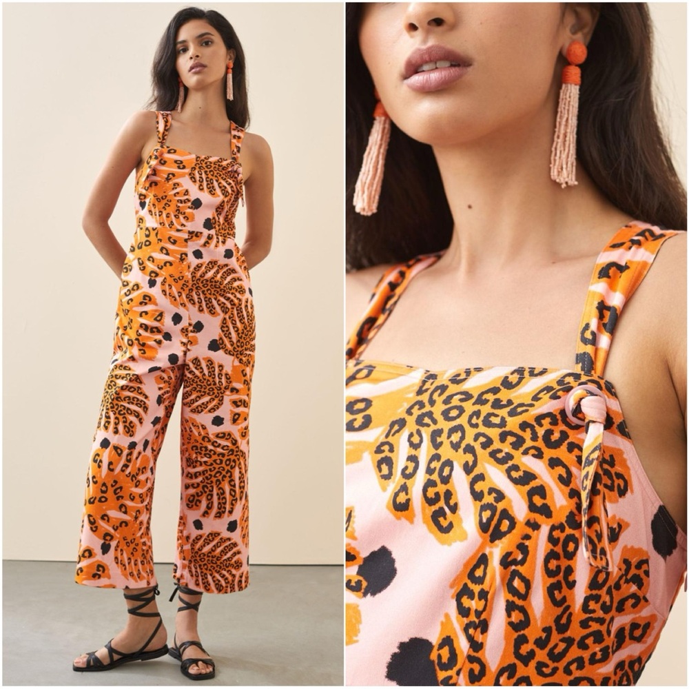 FARM Rio Orange and Black Jumpsuit